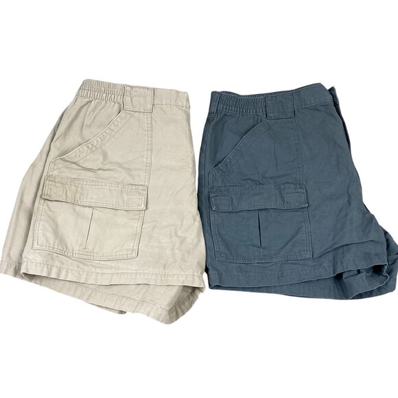 Red Head Mens Cargo Shorts Beige & Gray Elastic Waist Size 46 100% Cotton - Picture 1 of 16